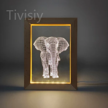 Cute Elephant Wood LED Night Light